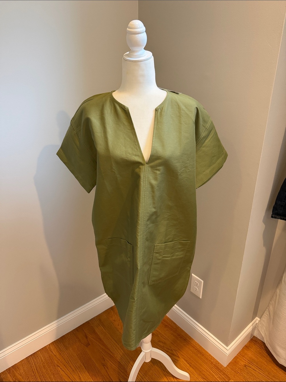 J. Crew patch-pocket pullover dress in structured cotton poplin